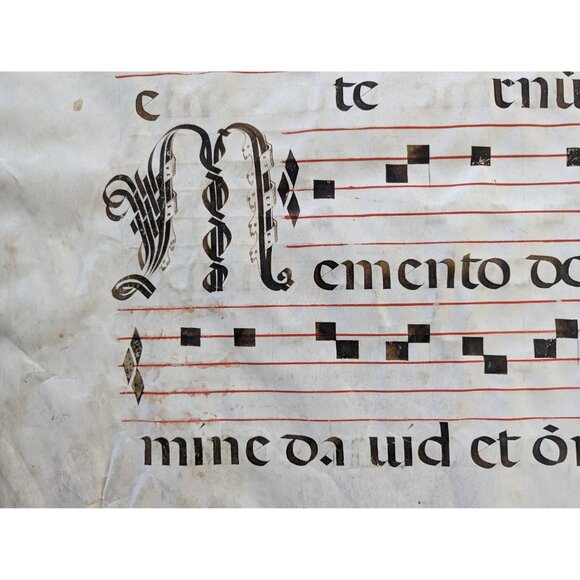 Large Medieval 20 x 26" Antiphonal Religious Music Sheet, Statuit ei Dominus - Picture 5 of 10